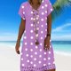 thumbnail image 1 of Vestido De Las Señoras Vestido de lunares para mujer Vestido transpirable con estampado femenino para vacaciones (Púrpura 5XL) Cgtredaw Para estrenar, 1 of 1