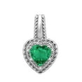 thumbnail image 2 of Mauli Jewels Engagement Necklace for Women 1.85 Carat Heart Shaped Lab Created Emerald and Diamond Pendant 4-prong 10K White Gold|Silver Chain, 2 of 4