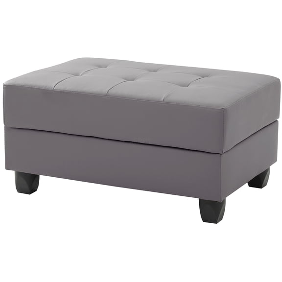 JERFIT Modern Gray PU Leather Storage Ottoman Bench with Lift Top for Living Room