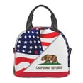 thumbnail image 2 of America Flag And California Flag Insulated Adults Lunch Bag with Removable Shoulder Strap&Front Pocket Lunch Tote Box Reusable Cooler Bag, 2 of 7