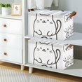 thumbnail image 2 of Yayeee Foldable Storage Basket for Shelves with Handles Set of 2 Waterproof Cloth Bins, White Chubby Cat, 2 of 7