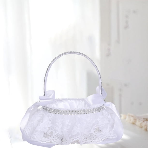 Cesta de niña de flores blancas Soledad canasta de boda Fariy de marfil para suministros de boda Estilo A