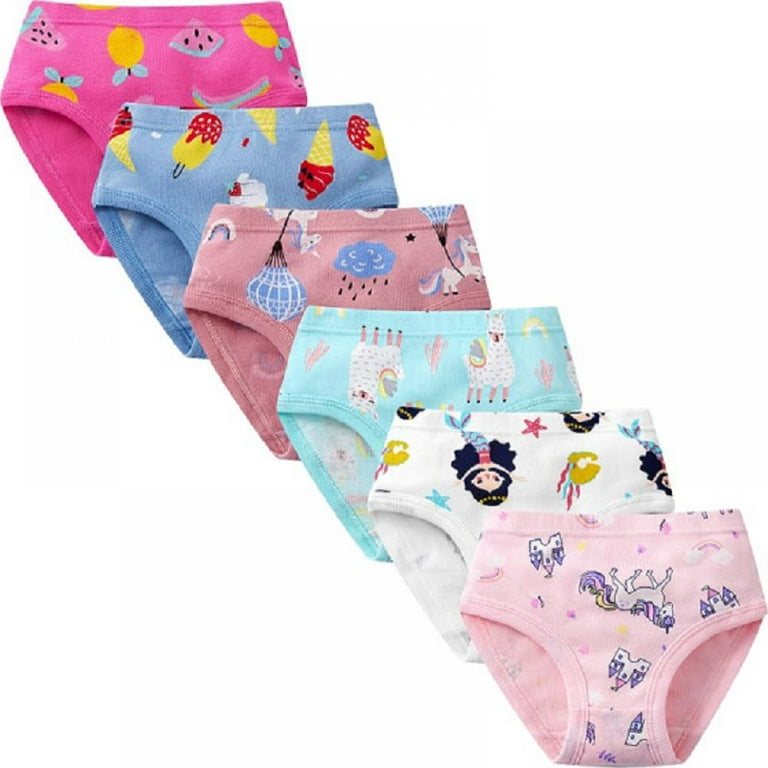 6 Pack Toddler Little Girls Cotton Underwear Kids Briefs Panties