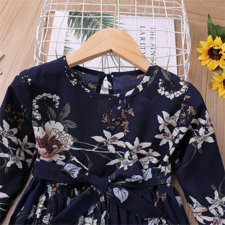 

PEASKJP Dresses for Girls 2023 Casual Toddler Girls Sleeveless A-Line Tulle Round Neckline Floral Floral Dress Solid Floral Loose Maxi Dresses Navy 2-3 Years