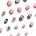 thumbnail image 4 of 24Pcs Halloween Press On Nails Black White, Spider Web Drip and Pumpkin Design Medium Length Fake Nails with Glossy Finish, Reusable False Nail Tips for Women, DIY Festive Party Manicure Set, 4 of 6