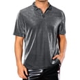 thumbnail image 1 of Camisetas Polo Brillantes INSPIRE CHIC para hombres, Tops Brillantes de Manga Corta, Polo Metálico Disco XL Plata, 1 of 5