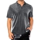 thumbnail image 1 of Camisetas Polo Brillantes INSPIRE CHIC para hombres, Tops Brillantes de Manga Corta, Polo Disco Metálico S Plateado, 1 of 5
