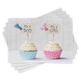 thumbnail image 1 of Ambesonne Pink and Blue Place Mats Set of 4, Boy Girl Cupcakes, Standard Size, Pale Blue and Pink Cream, 1 of 6