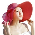 thumbnail image 1 of Sombrero de Ala Grande Flexible Jumpingount Sombrero de Sol Enrollable Plegable de Paja Ecológico Melon Rojo, 1 of 6