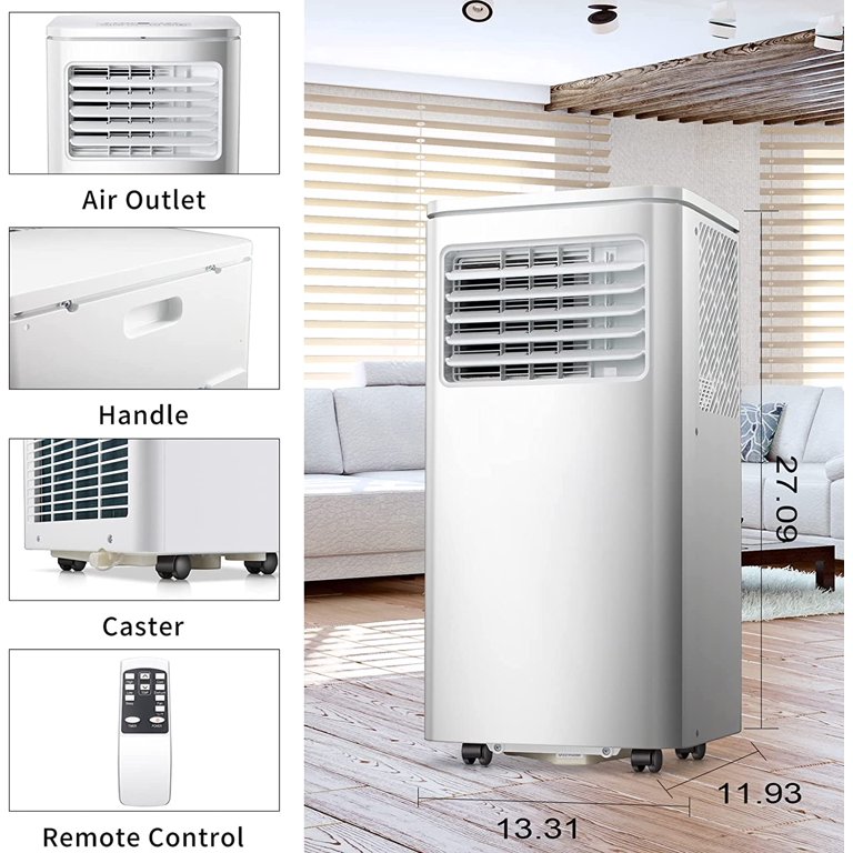 8000 BTU Portable Air Conditioner with Remote Control for Home & Office