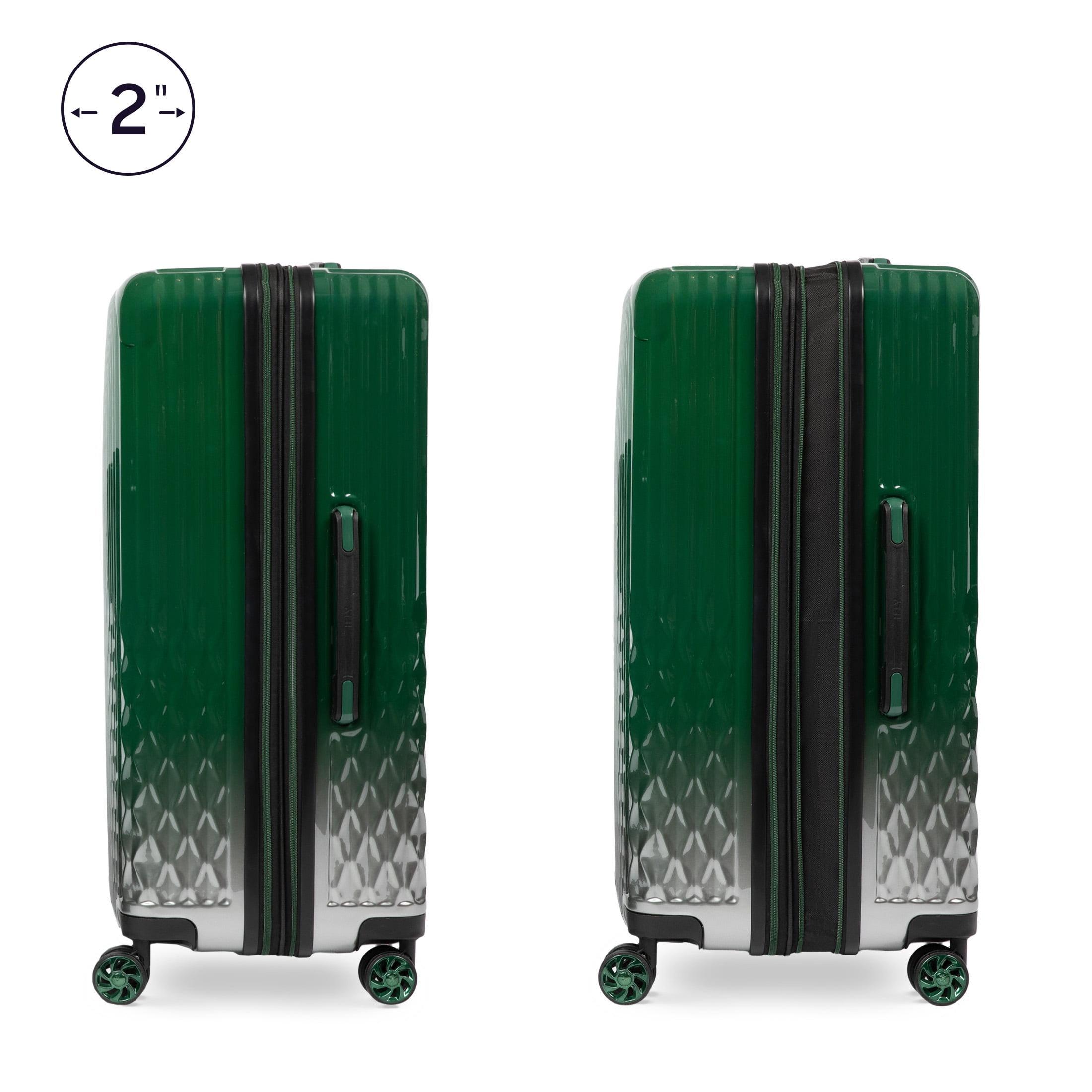 iFLY Elite 2-Piece Expandable Hardside Spinner Luggage Set, with TSA Lock, 20" Carry-on and 28" Checked Luggage, Green