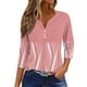thumbnail image 1 of CHOII 50% de descuento en camisetas de mujer 2024. Camiseta de mujer con estampado de botones, manga 3/4, para uso diario, fin de semana, básica, cuello en V, blusas de mujer, mangas tres cuartos,, 1 of 5