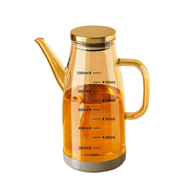 Pisexur Batería de cocina Botella dispensadora de aceite mejorada 2025 con pico antigoteo, botella dispensadora de aceite de oliva de vidrio de 34 oz para cocina, con para la cocina del hogar