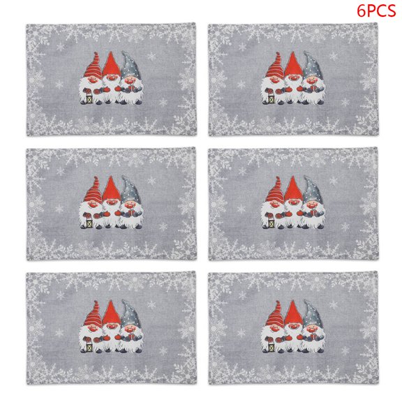 6pcs Gnome Swedish Tomte Doll Christmas Placemats Table Mats Kitchen Tablemats