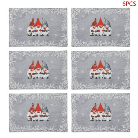 

Qisuw 6pcs Gnome Swedish Tomte for Doll Christmas Placemats Table Mats Heat Resistant Kitchen Tablemats Kids Dining Home Decoration