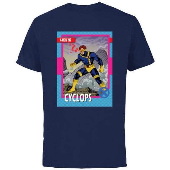 Marvel Studios X-Men ’97 Cyclops Retro Trading Card- Short Sleeve Cotton T-Shirt for Adults - Customized-Navy