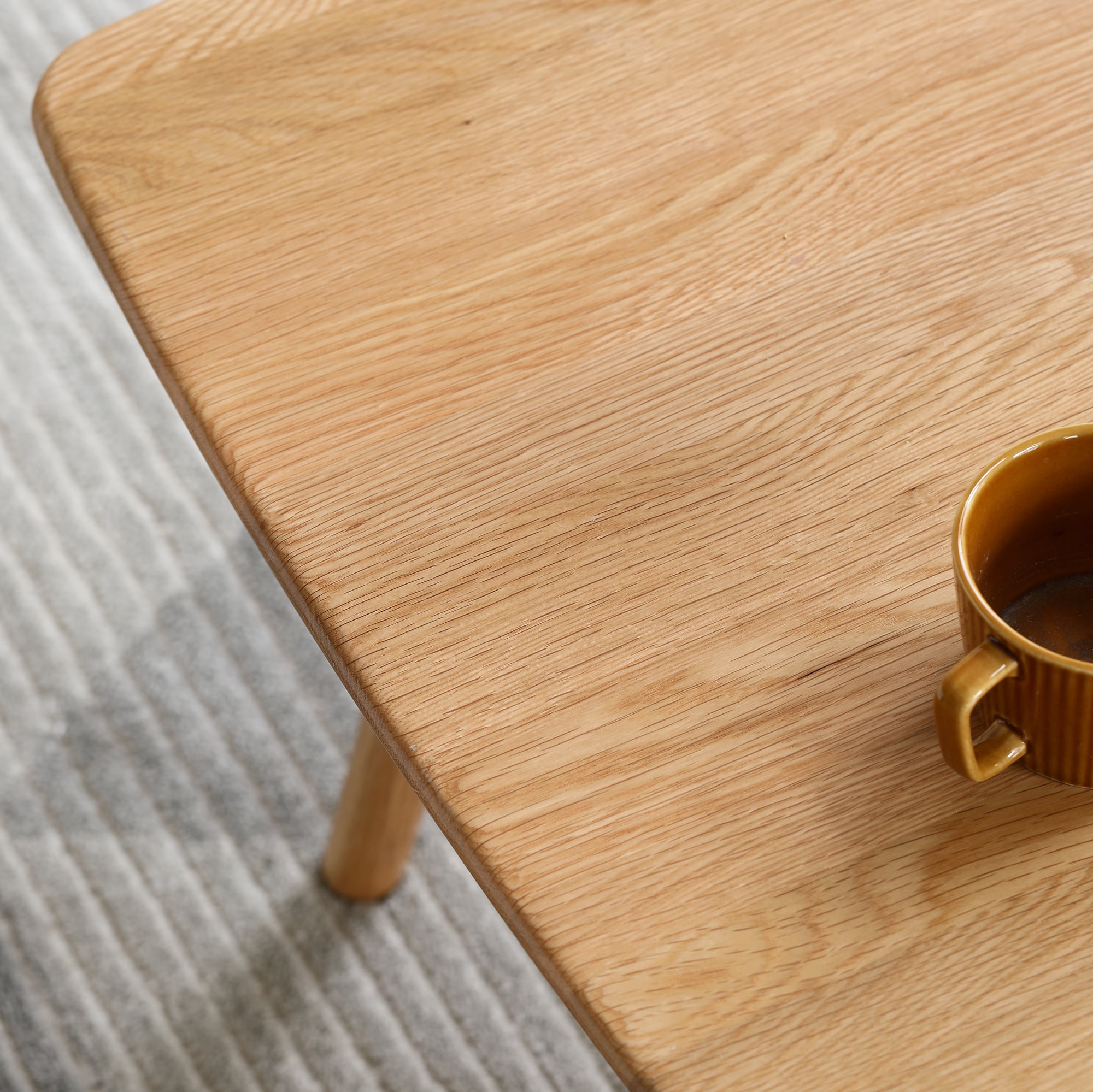 MAYEERTY Solid Wood Coffee Table – Natural Oak with Storage Shelf, Easy Assembly, Study Desk & Work from Home Desk