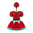 thumbnail image 2 of YiZYiF Kids Girls Christmas Elf Costume Figure Ice Skating Ballet Dance Tutu Dress with Hat Dancewear Red-A 2, 2 of 5
