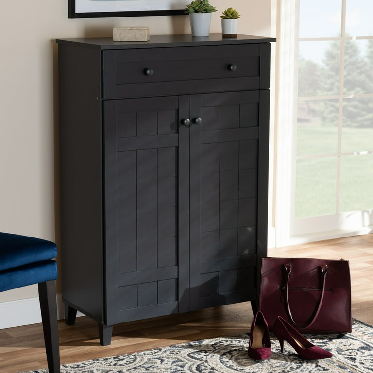 Dark wood shoe storage cabinet sale