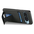 thumbnail image 3 of Case for Google Pixel 8A with Hidden Kickstand, Carbon Fiber Texture Wallet Case with Card Holder for Google Pixel 8A Magnetic Car Mount Shockproof Military Grade Protection Cover, Black, 3 of 11