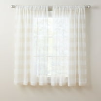 TOWN & COUNTRY BASICS Pax Semi-Sheer Stripe, Light Filtering Indoor Curtains 2-Pack Linen/White, 50"x63"