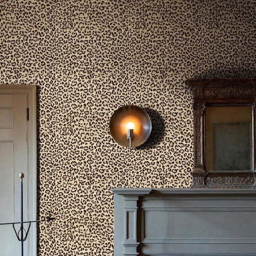 SimonSiff Leopard Print Peel and Stick Wallpaper 17.3x400 Black/Brown Removable Wallpaper Renter Friendly Waterproof Contact Paper for Bedroom Bathroom Living Room Cabinet