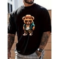 thumbnail image 1 of T-Shirt Décontracté pour Hommes avec Imprimé Ours - Polyester Doux, Col Rond, Manches Courtes, Lavable en Machine - Parfait pour Toutes les Saisons, 1 of 4