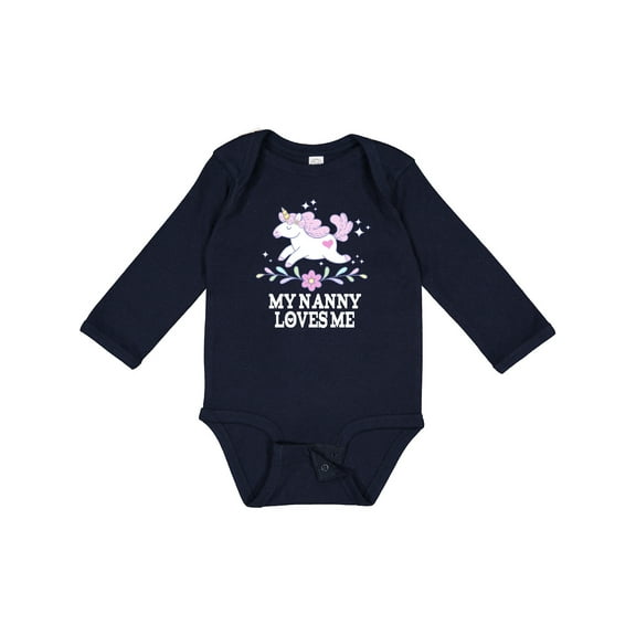 Inktastic My Nanny Loves Me Girl Unicorn Girls Long Sleeve Baby Bodysuit