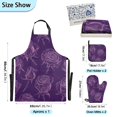 thumbnail image 3 of 5 Pcs Kitchen Set Heat Resistant Oven Mitts and Non-Slip Pot Holders with Adjustable Cooking Apron Purple Rose Line Art, 3 of 6