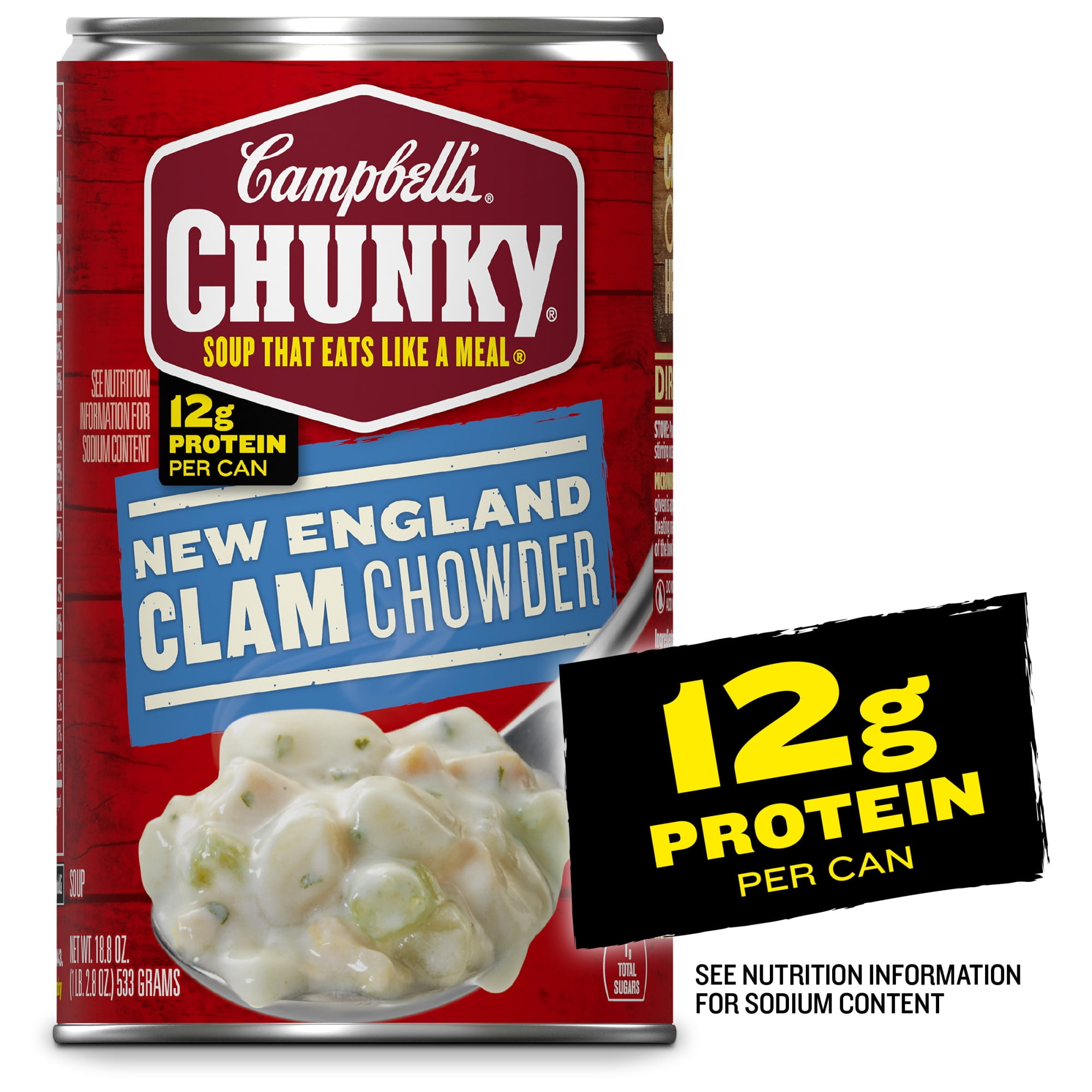 (4 pack) Campbell's Chunky Soup, Ready to Serve New England Clam Chowder, 18.8 oz Can