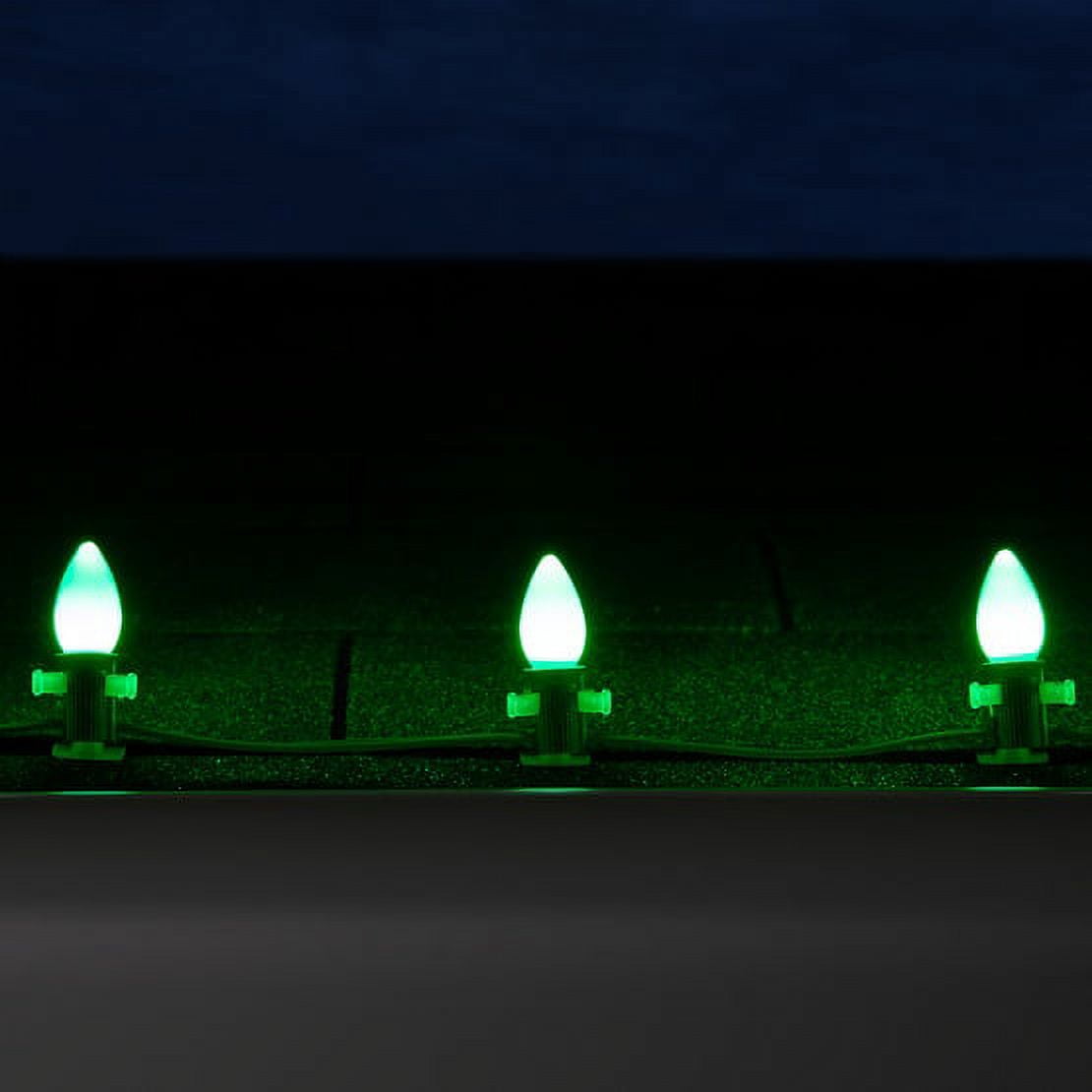 OptiCore C7 Opaque Ceramic Style Green LED Christmas Lights Replacement Bulbs, Pack of 25, Shatterproof 0.84W, E12 Base