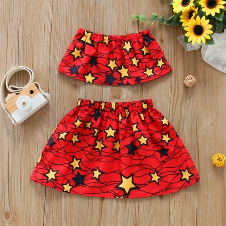 

Toddler Kids Baby Girls Summer Clothes African Style Stars Print Vest Tops Dashiki Skirts Ankara Outfits Set