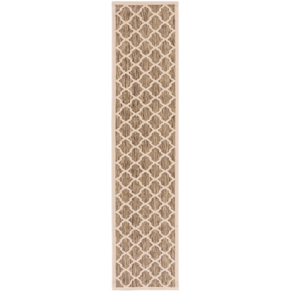 Safavieh Courtyard Amber Geometric Indoor/Outdoor Runner Rug, Brown/Bone, 2'3" x 10'