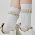thumbnail image 4 of OVBMPZD Ruffle Women Socks Size 9-11 White Crew Cotton Fall Nude Socks Fun Socks for Women, 4 of 6
