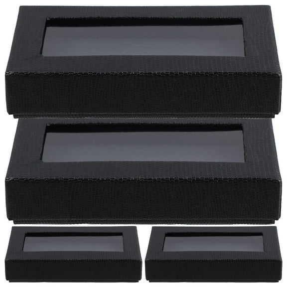 unbranded 4pcs Fashion Snake Print Pattern Transparent Window Bow Tie Packaging Box Men Bow Tie Packaging Box for Men for Parties