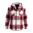 thumbnail image 2 of Zormilly Jackets for Men Long Sleeve Button Down Hooded Plaid Shirt Jacket with Pockets Brushed Soft Fall Outfits, S-3XL, 2 of 6