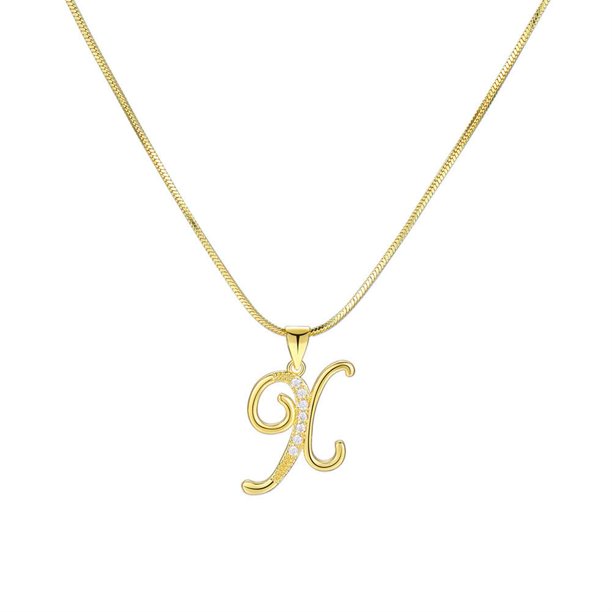 EZLIFE Collar con iniciales en plata de ley, colgante con 26 letras del alfabeto, collar rápido K0Q1