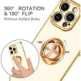 thumbnail image 4 of for iPhone 15 Pro Max Case, iPhone 15 Pro Max Phone Case with 360° Ring Holder Kickstand Soft TPU Car Mount Supported Protective Electroplated Plating iPhone 15 Pro Max Case, White, 4 of 8