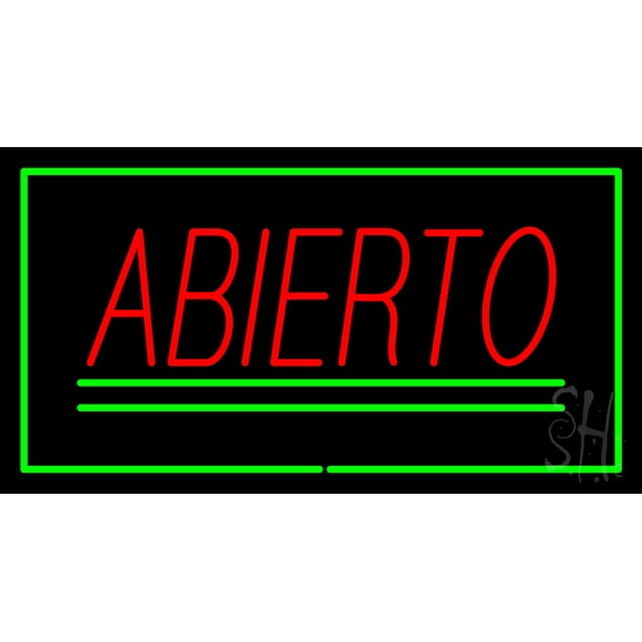 Abierto Rectangle Green LED Neon Sign 13 x 24 - inches, Clear Edge Cut Acrylic Backing, with Dimmer - Bright and Premium built indoor LED Neon Sign for restaurant window and interior decor.