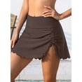 thumbnail image 4 of Charmo Womens Scallop Trim Swim Skirt High Waisted Swimsuit Bottoms Side Split Bikini Bottoms, 4 of 7
