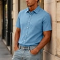 thumbnail image 7 of Trgacdwlo S-5XL Light Blue Button Down Shirt Men Collared Short Sleeve Men's Dress Shirts Big and Tall Summer Vacation Mens Shirts Casual, 7 of 7