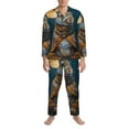 thumbnail image 3 of Naloa Moon Night Sky Cute Rabbit Men’s Pajamas Set - Long Sleeve Button Down Sleep Shirt and Pajama Bottoms Sleepwear Set-Large, 3 of 7