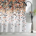 thumbnail image 2 of Abstract Check Texture Fabric Shower Curtain Orange Green White Washable Shower Curtains for Bathroom, Waterproof Bath Curtain with Hooks Home Decor 36x72in, 2 of 8
