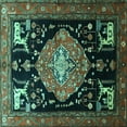 thumbnail image 1 of Ahgly Company Machine Washable Indoor Square Animal Turquoise Blue Traditional Area Rugs, 6' Square, 1 of 4