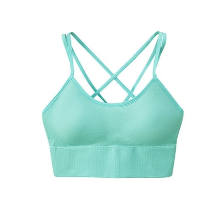 

Fashion New Arrivals POROPL Sport Bras for Woman Clearance Seamless Wirefree Yoga Bra With Removable Pads Green Size 12