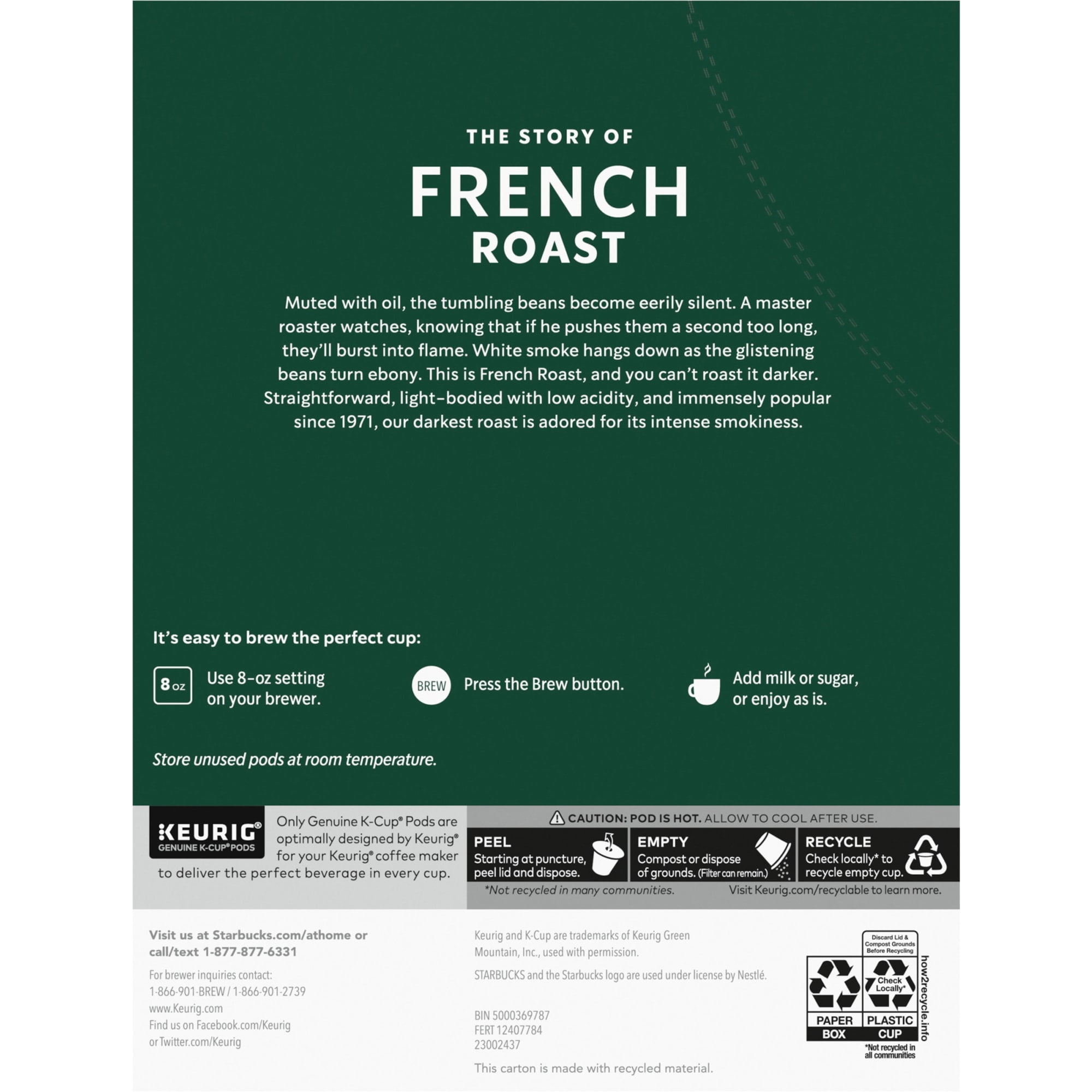 (4 pack) Starbucks French Roast, Hot or Iced Coffee, Dark Roast K-Cup Coffee Pods, 22 Count​