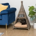 thumbnail image 6 of THE LICKER STORE Tiki Tent 20" x 20" Coastal Handwoven Rattan Pet Bed with Machine-Washable Cushion, Kubu Gray, CBD1002A, 6 of 9