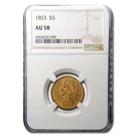 1853 $5 Liberty Gold Half Eagle AU-58 NGC