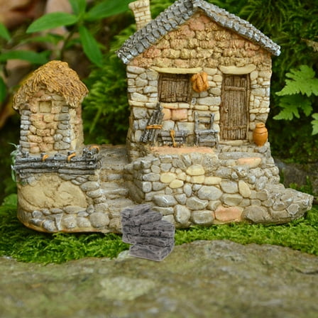 IBASETOY Flower Pot Ornaments Miniature Stone Step Figurine Grey Resin Garden Decoration 1Set