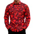 thumbnail image 3 of gzxflxpge Camouflage Casual Long Sleeve Shirts for Men Streetwear Collared Button T Shirt Stylish Regular Fit Top Two Chest Pockets Deep Red S, 3 of 8